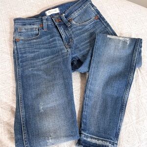 Madewell Distressed High-Rise Skinny Blue Jeans